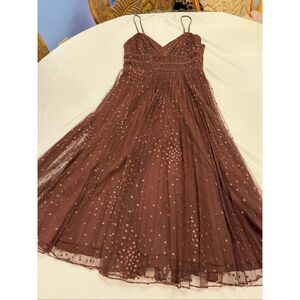 Betsey Johnson Brown Sparkle Y2K Cocktail Dress Size 4